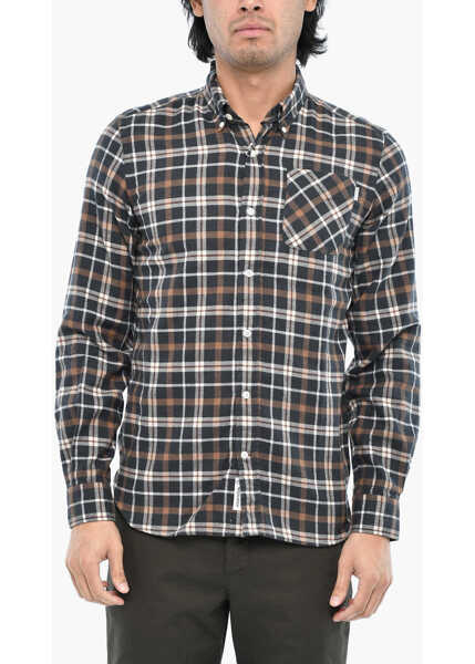 Camasi casual Woolrich Buffalo Check Button Down Shirt With Breast Pocket Brown Barbati (BM 19376423) 1