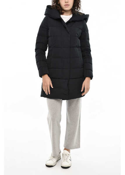 Geci de iarna Woolrich Solid Color Puffy Prescott Down Jacket With Hood Blue Femei (BM 19376438) 4