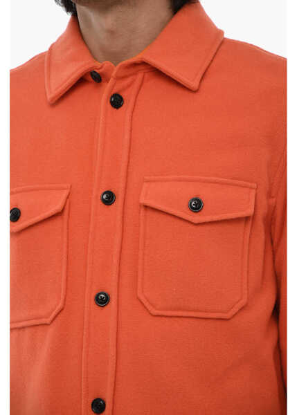 Jachete Woolrich Virgin Wool And Nylon Overshirt With Double Breast Pockets Orange Barbati (BM 19376441) 3
