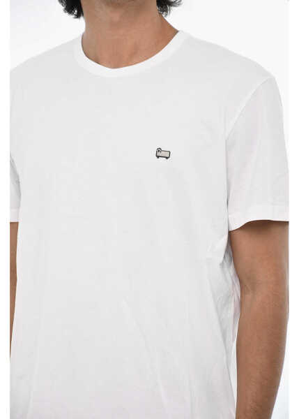 Tricouri Woolrich Cotton Sheep Crew-Neck T-Shirt With Embroidery Monogram White Barbati (BM 19376450) 3