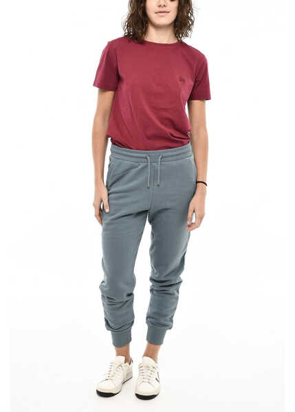 Pantaloni de trening Woolrich Fleeced-Cotton Joggers With Side Logo Blue Femei (BM 19376453) 4