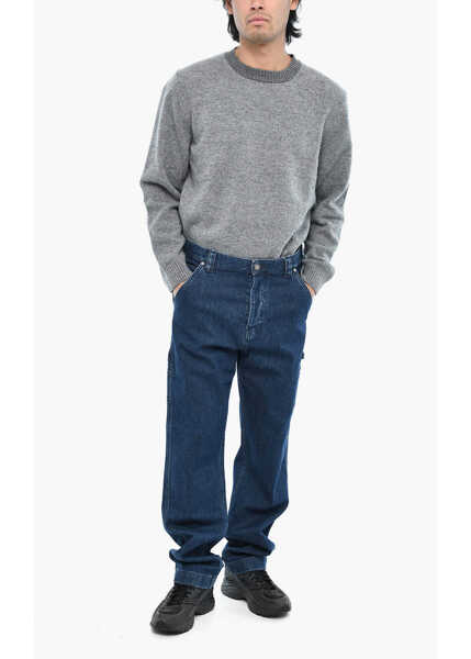 Blugi drepti Woolrich Regular Fit Worker Jeans With Logoed Button 20,5Cm Blue Barbati (BM 19376477) 4