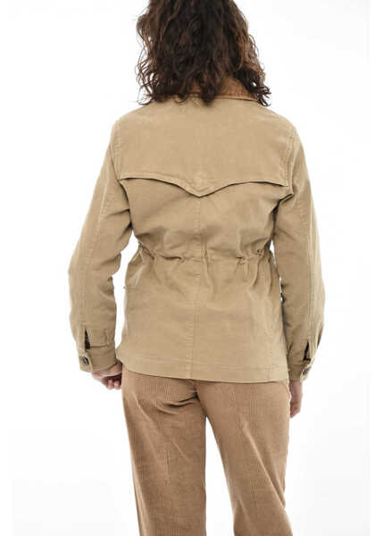 Jachete Woolrich Velvet Utility Jacket With Corduroy Neck Beige Femei (BM 19376483) 2