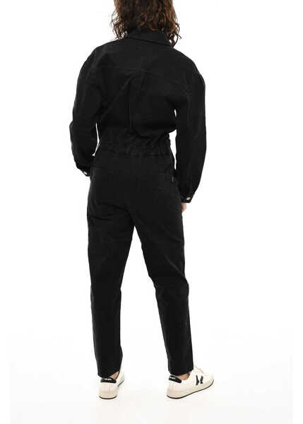 Salopete Woolrich Cotton Twill Jumpsuit With Logoed Buttons Black Femei (BM 19376489) 2