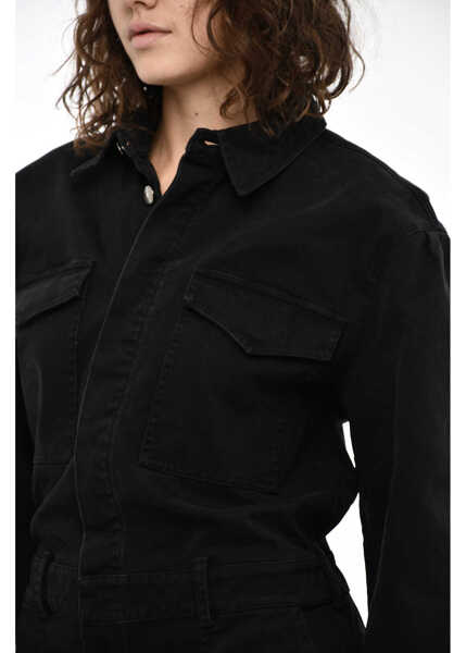 Salopete Woolrich Cotton Twill Jumpsuit With Logoed Buttons Black Femei (BM 19376489) 3