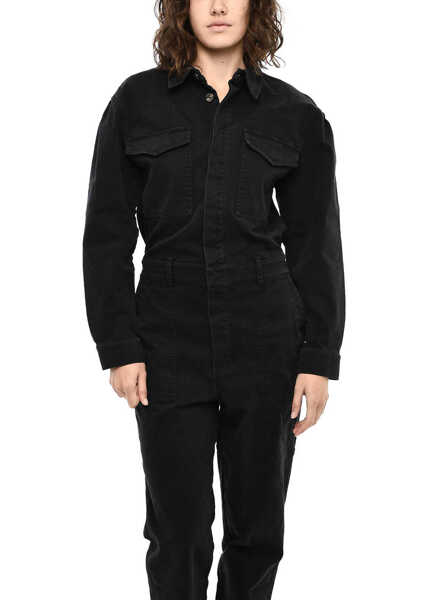 Salopete Woolrich Cotton Twill Jumpsuit With Logoed Buttons Black Femei (BM 19376489) 4