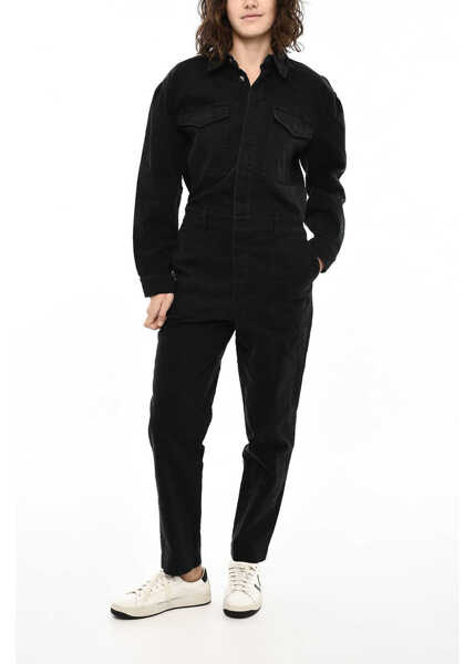 Salopete Woolrich Cotton Twill Jumpsuit With Logoed Buttons Black Femei (BM 19376489) 1