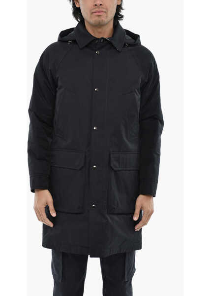 Geci de iarna Woolrich Logoed Buttons Down Jacket With Removable Hood Blue Barbati (BM 19376495) 1