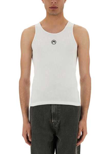 Tricouri MARINE SERRE Ribbed Tank Top With Moon Logo WHITE Barbati (BM 19376642) 2