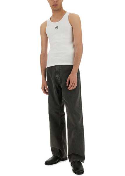 Tricouri MARINE SERRE Ribbed Tank Top With Moon Logo WHITE Barbati (BM 19376642) 3