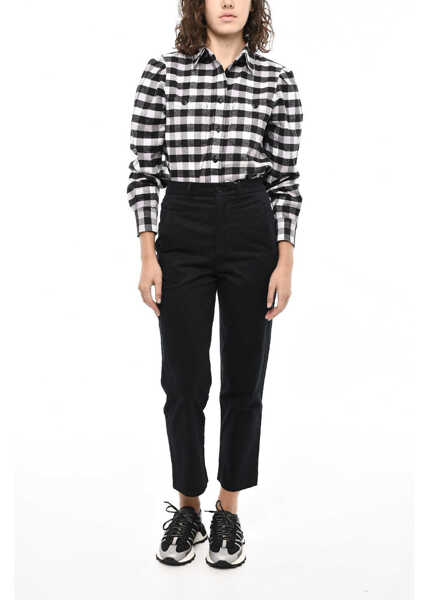 Pantaloni casual Woolrich Regular Waist Twill Chino Pants Blue Femei (BM 19376843) 4