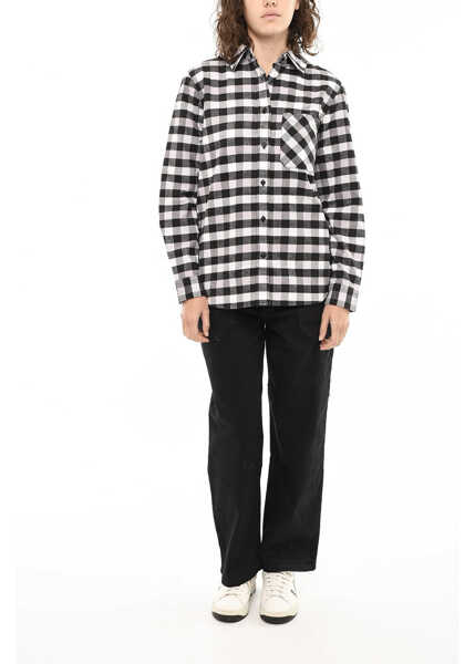 Camasi casual Woolrich Cotton Buffalo Check Shirt Black & White Femei (BM 19376861) 4