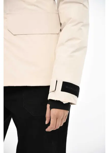 Jachete Woolrich Solid Color Harveys Windbreakers Jacket With Contrasting Det Black & White Femei (BM 19376864) 3