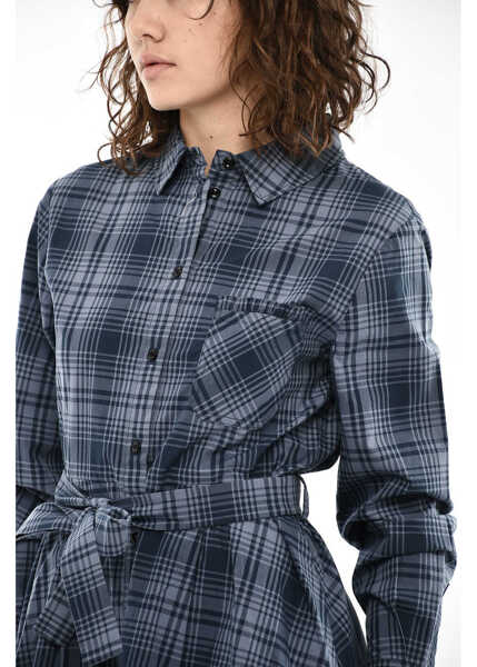 Rochii lungi Woolrich Check Maxi Shirt Dress With Belt Blue Femei (BM 19376873) 3
