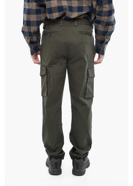 Pantaloni casual Woolrich Cotton Cargo Pants With Logo Button Green Barbati (BM 19376879) 3
