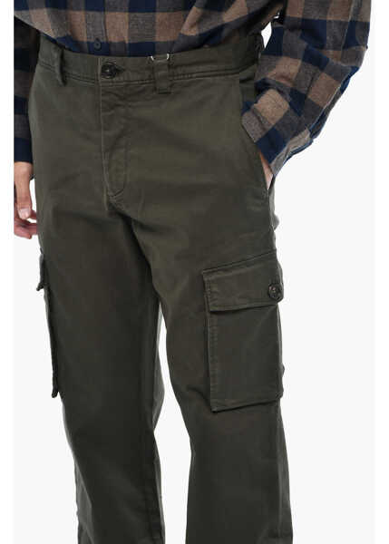 Pantaloni casual Woolrich Cotton Cargo Pants With Logo Button Green Barbati (BM 19376879) 4