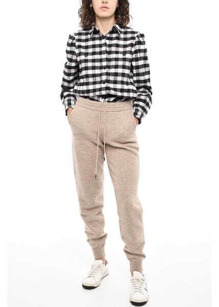 Pantaloni de trening Woolrich Virgin Wool Joggers With Ribbed Details Beige Femei (BM 19376885) 2