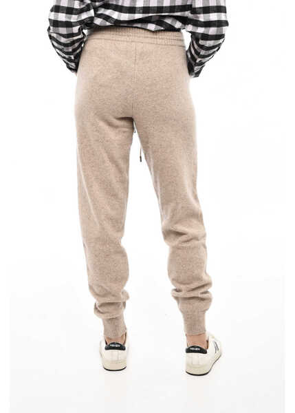 Pantaloni de trening Woolrich Virgin Wool Joggers With Ribbed Details Beige Femei (BM 19376885) 3