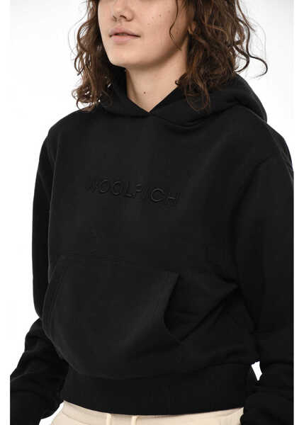 Bluze de trening Woolrich Fleeced-Cotton Hoodie With Embossed Logo Black Femei (BM 19376888) 3