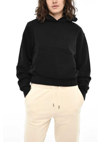 Bluze de trening Woolrich Fleeced-Cotton Hoodie With Embossed Logo Black Femei (BM 19376888) 1