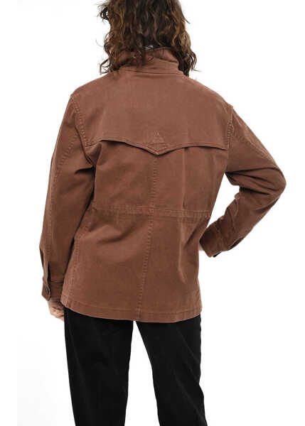 Jachete Woolrich Cotton Twill Utility Overshirt With Velvet Neck Brown Femei (BM 19376900) 2