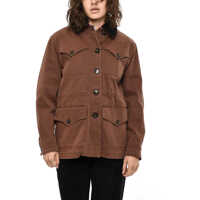 Jachete Cotton Twill Utility Overshirt With Velvet Neck Femei