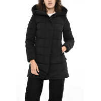 Geci de iarna Solid Color Keystone Down Jacket With Fur On Hood Femei