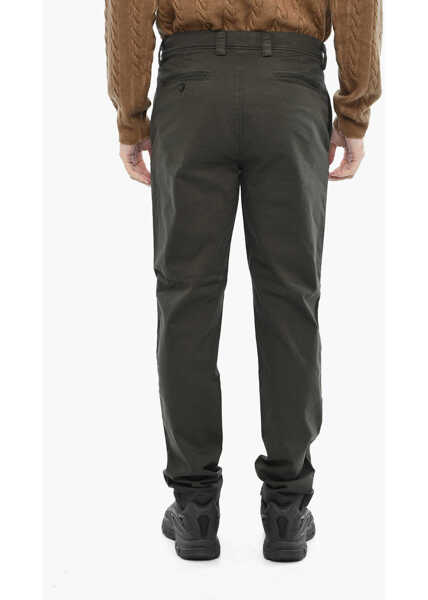 Pantaloni casual Woolrich Straight Leg Chinos Pants With Logoed Button Green Barbati (BM 19377005) 2