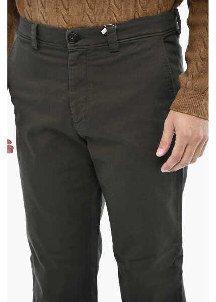 Pantaloni casual Woolrich Straight Leg Chinos Pants With Logoed Button Green Barbati (BM 19377005) 3