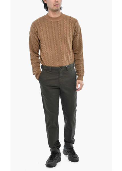 Pantaloni casual Woolrich Straight Leg Chinos Pants With Logoed Button Green Barbati (BM 19377005) 4