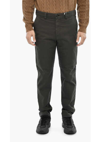 Pantaloni casual Woolrich Straight Leg Chinos Pants With Logoed Button Green Barbati (BM 19377005) 1