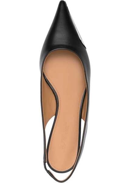 Balerini casual Off-White Leather Slingback Ballet Flats With Metal Toe Black Femei (BM 19377011) 4