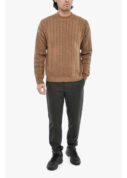 Pulovere Woolrich Virgin Wool Aran Motif Crew-Neck Sweater Brown Barbati (BM 19377041) 4