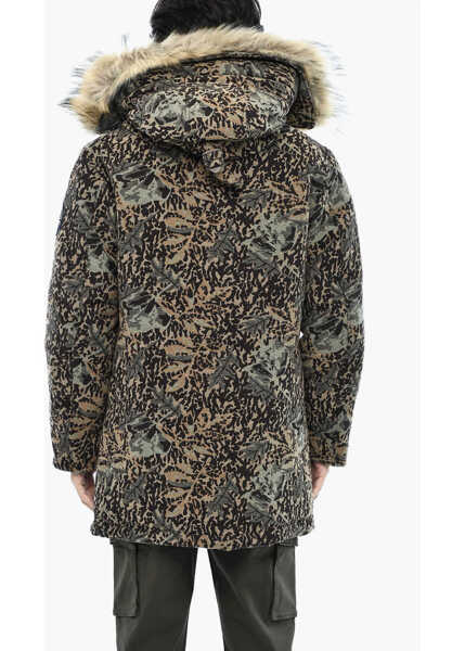 Geci de iarna Woolrich Aime Leon Dore Camouflage Jacquard Down Jacket With Fur Brown Barbati (BM 19377044) 2