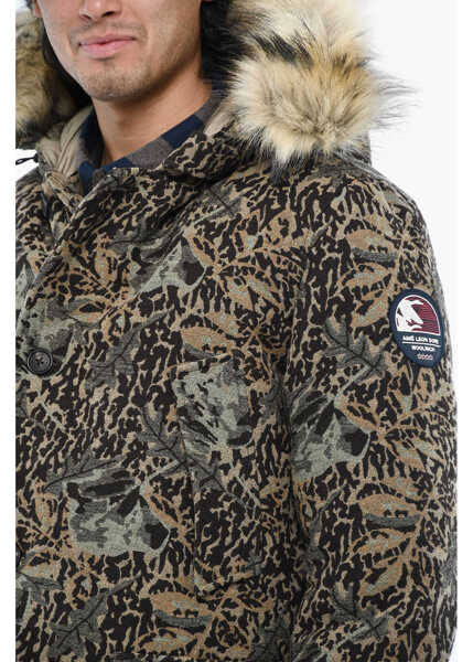 Geci de iarna Woolrich Aime Leon Dore Camouflage Jacquard Down Jacket With Fur Brown Barbati (BM 19377044) 3