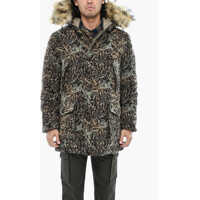 Geci de iarna Aime' Leon Dore Camouflage Jacquard Down Jacket With Fur Barbati
