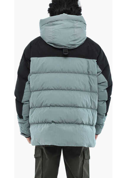 Geci de iarna Woolrich Two-Tone Rip Stop Check Teton Down Jacket With Frontal Zip Blue Barbati (BM 19377047) 2