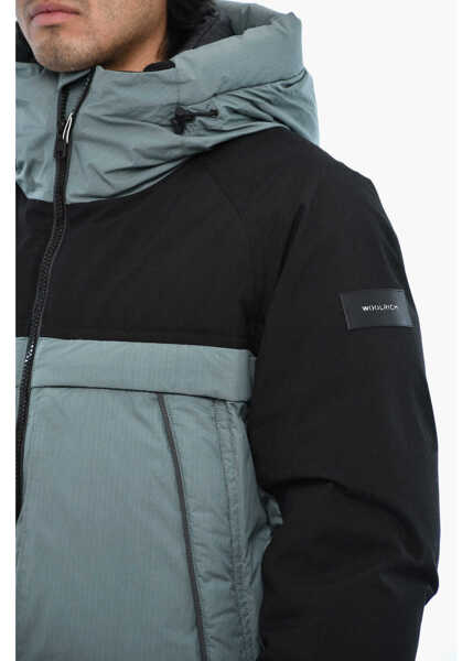 Geci de iarna Woolrich Two-Tone Rip Stop Check Teton Down Jacket With Frontal Zip Blue Barbati (BM 19377047) 3