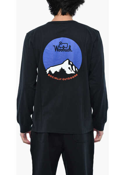 Tricouri Woolrich Long Sleeve Crew-Neck T-Shirt With Breast Pocket Blue Barbati (BM 19377071) 2