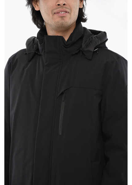 Geci de iarna Woolrich Solid Color Mountain Down Jacket With Removable Hood Black Barbati (BM 19377095) 3