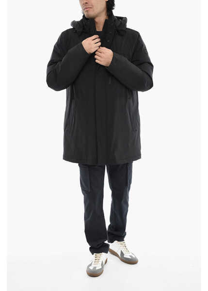 Geci de iarna Woolrich Solid Color Mountain Down Jacket With Removable Hood Black Barbati (BM 19377095) 4