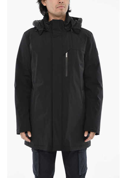 Geci de iarna Woolrich Solid Color Mountain Down Jacket With Removable Hood Black Barbati (BM 19377095) 1