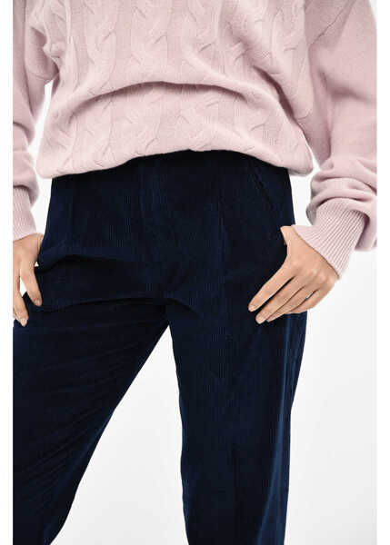 Pantaloni casual Woolrich Corduroy Single Pleat Pants Blue Femei (BM 19377104) 3