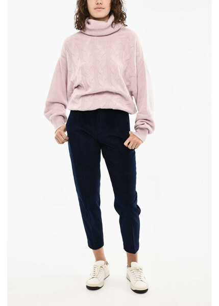 Pantaloni casual Woolrich Corduroy Single Pleat Pants Blue Femei (BM 19377104) 4