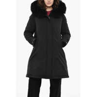 Geci de iarna Solid Color Keystone Down Jacket With Fur On Hood Femei