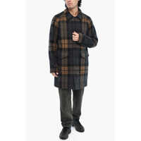 Paltoane Woolrich pentru Barbati - Paltoane Woolrich Wool And Nylon Check Upstate Coat With Hidden Closure Brown Barbati (BM 19377113) - B-mall.ro