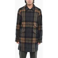 Paltoane Wool And Nylon Check Upstate Coat With Hidden Closure Barbati