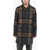 Woolrich Wool And Nylon Check Upstate Coat With Hidden Closure Brown