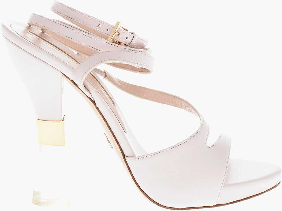 Sandale cu toc Ermanno Scervino Leather Lace-Up Sandals With Heel 13Cm Pink Femei (BM 19377119) 3