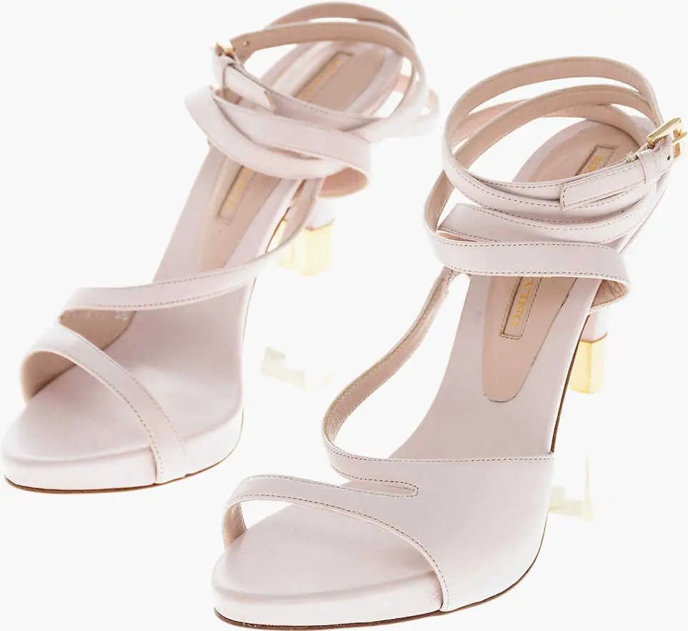 Sandale cu toc Ermanno Scervino Leather Lace-Up Sandals With Heel 13Cm Pink Femei (BM 19377119) 1